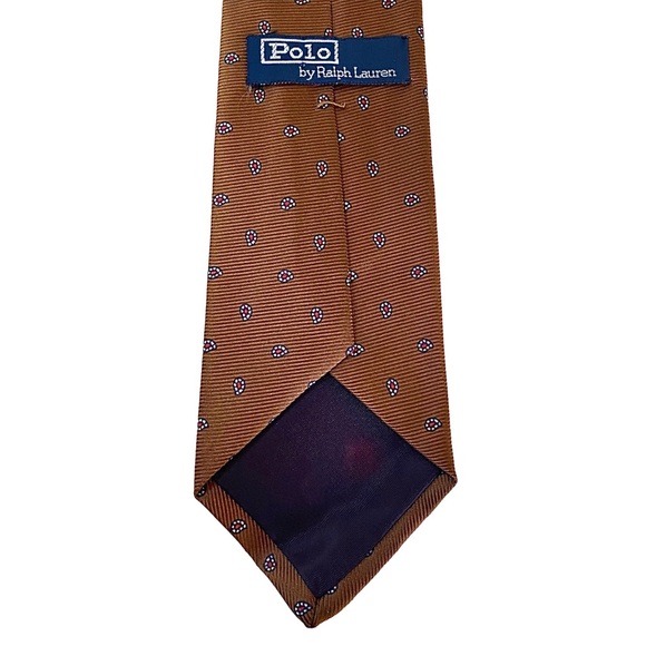 POLO RALPH LAUREN MEN’S VINTAGE BROWN SILK TIE, MADE IN ENGLAND - Picture 6 of 11